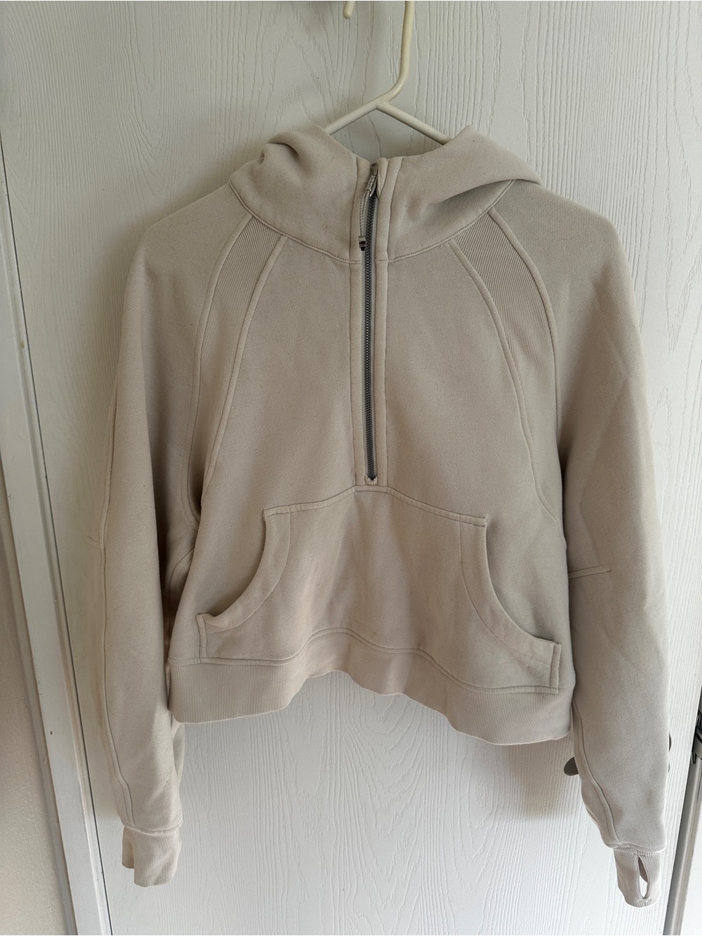 Lululemon Oversized Cropped Half-Zip Hoodie in Bone